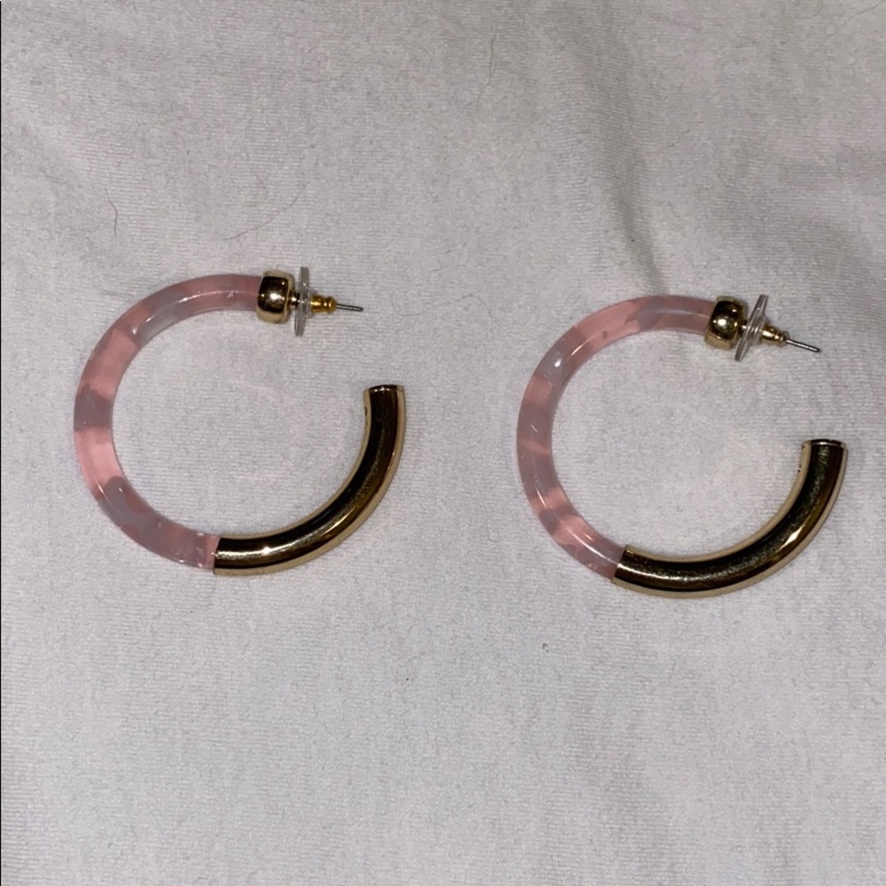 Pink with gold accent hoop earrings